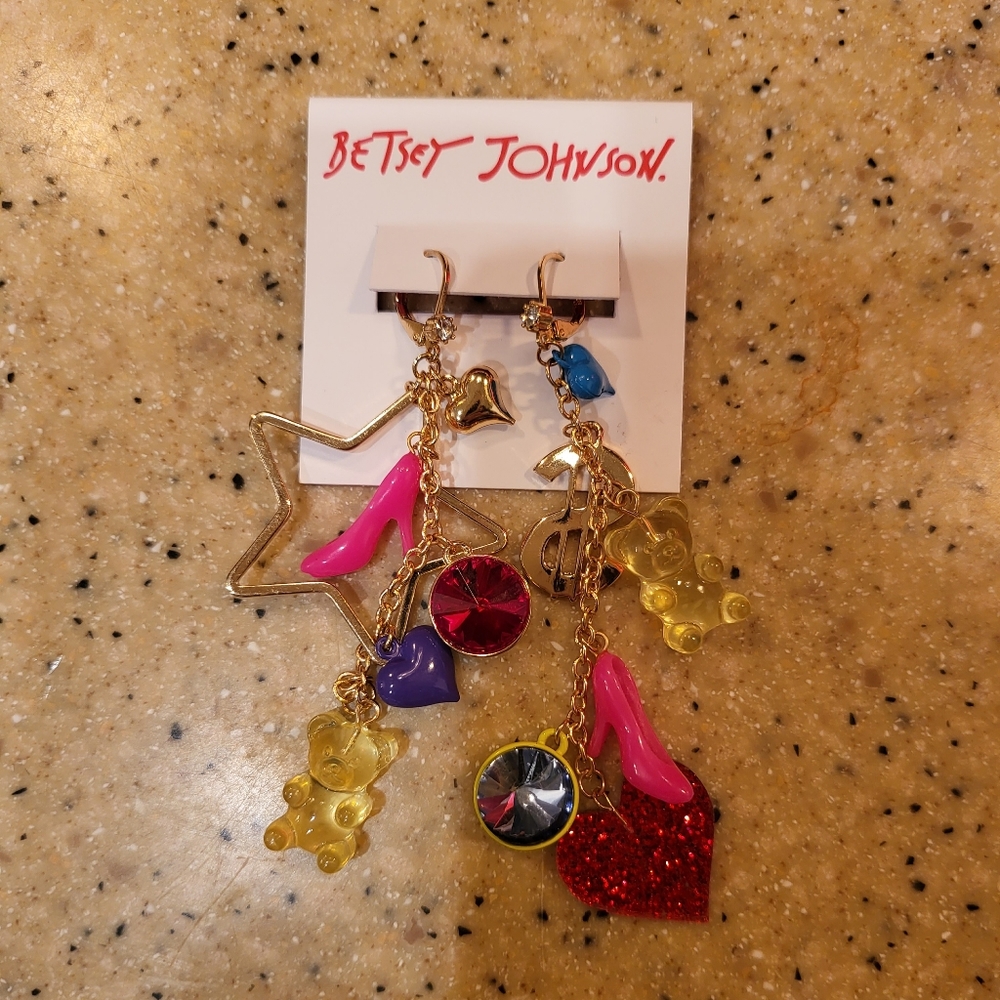 NWT Betsey Johnson Retro Charm Earrings